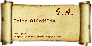 Iritz Alfréda névjegykártya
